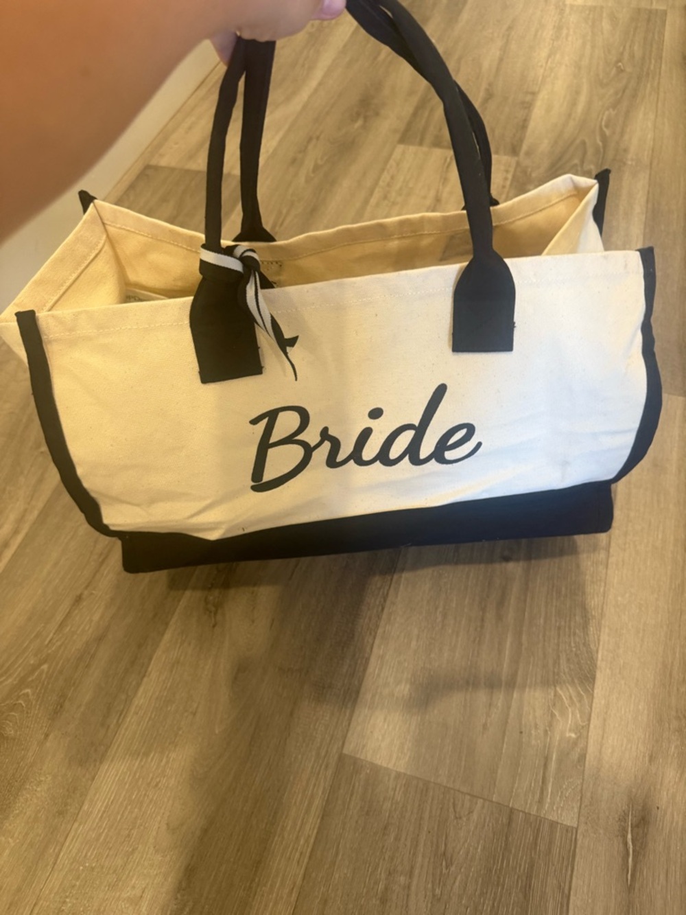 Bride Canvas Tote Bag in Cream and Black